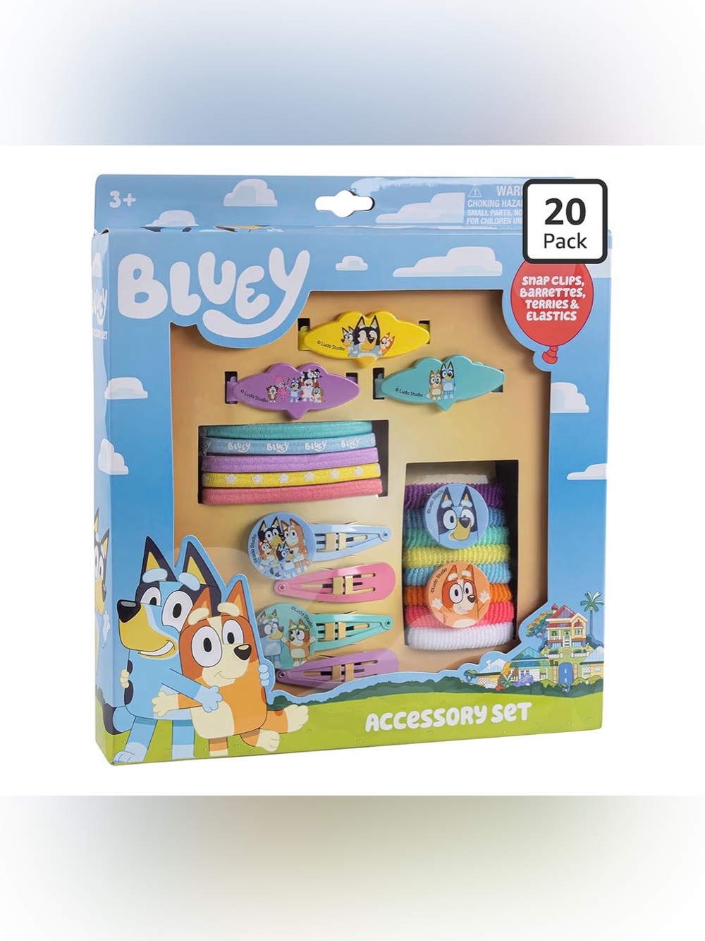 Bluey Kids Hair Accessory Set - Multicolor Clips & Elastics NIB